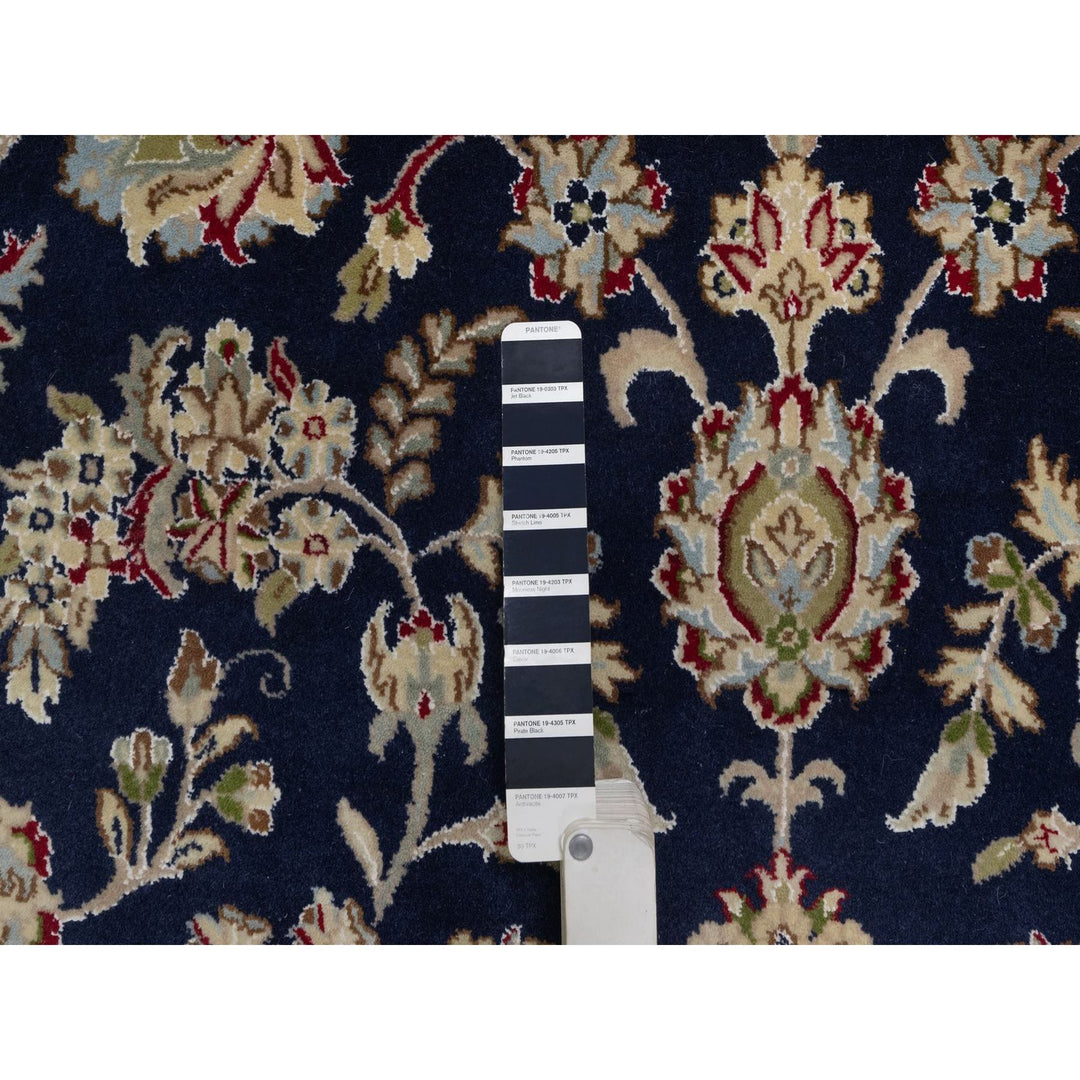 9'0" x 12'2" New Hand Knotted Blue Wool & Silk Rectangle Oriental Rug - MOA10291608