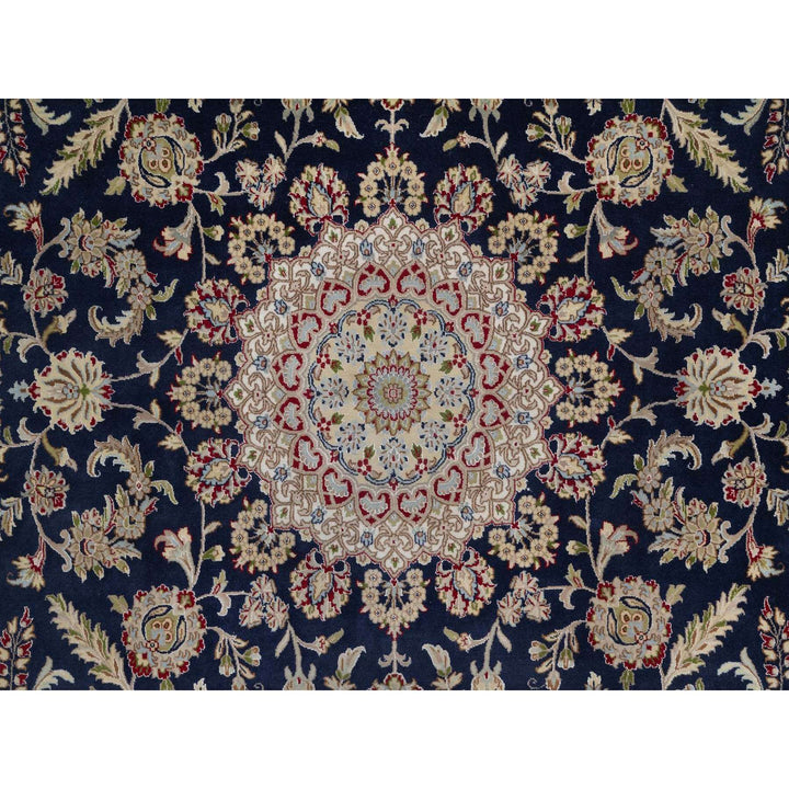 9'0" x 12'2" New Hand Knotted Blue Wool & Silk Rectangle Oriental Rug - MOA10291608
