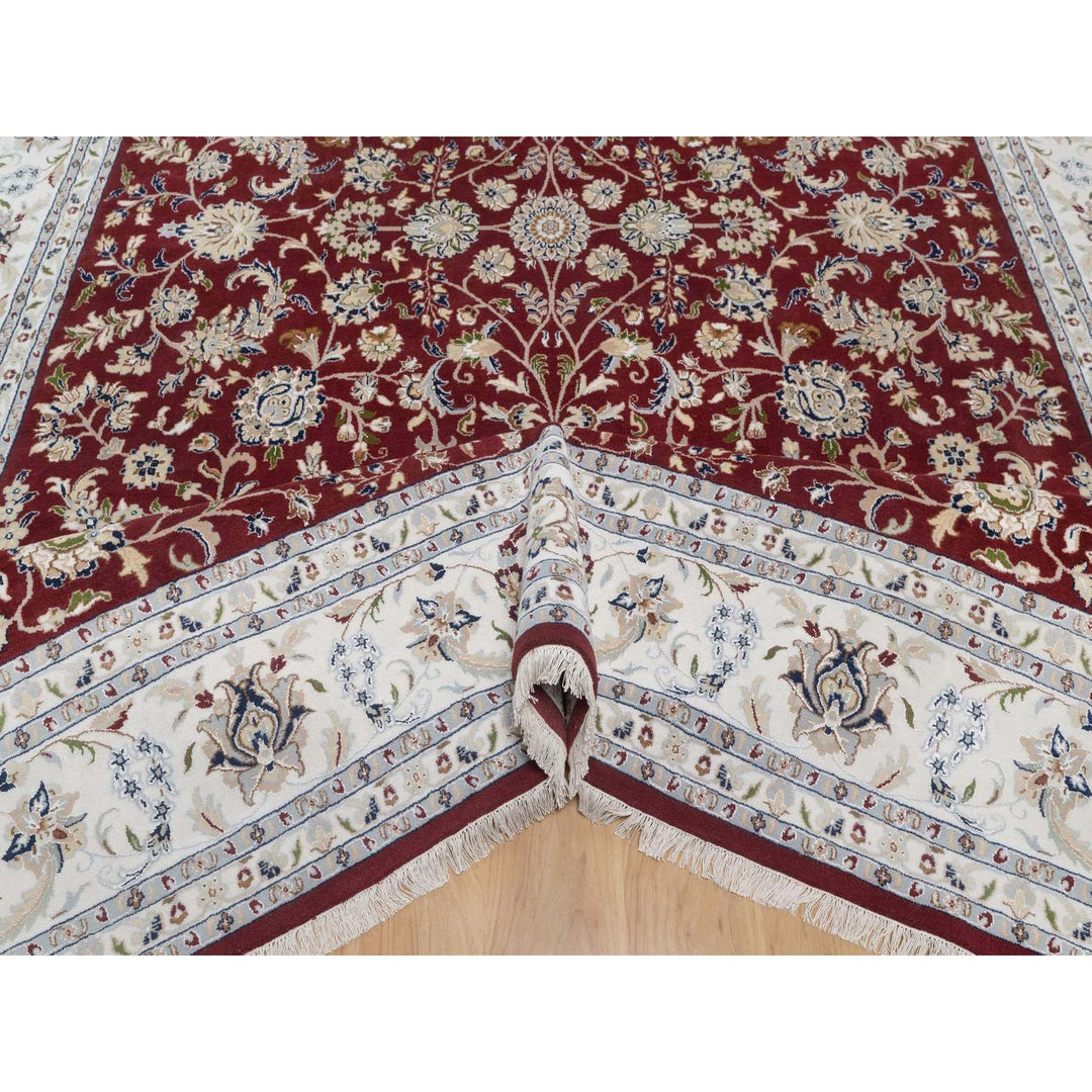 9'9" x 14'0" New Hand Knotted Red Wool & Silk Rectangle Oriental Rug - MOA10291609