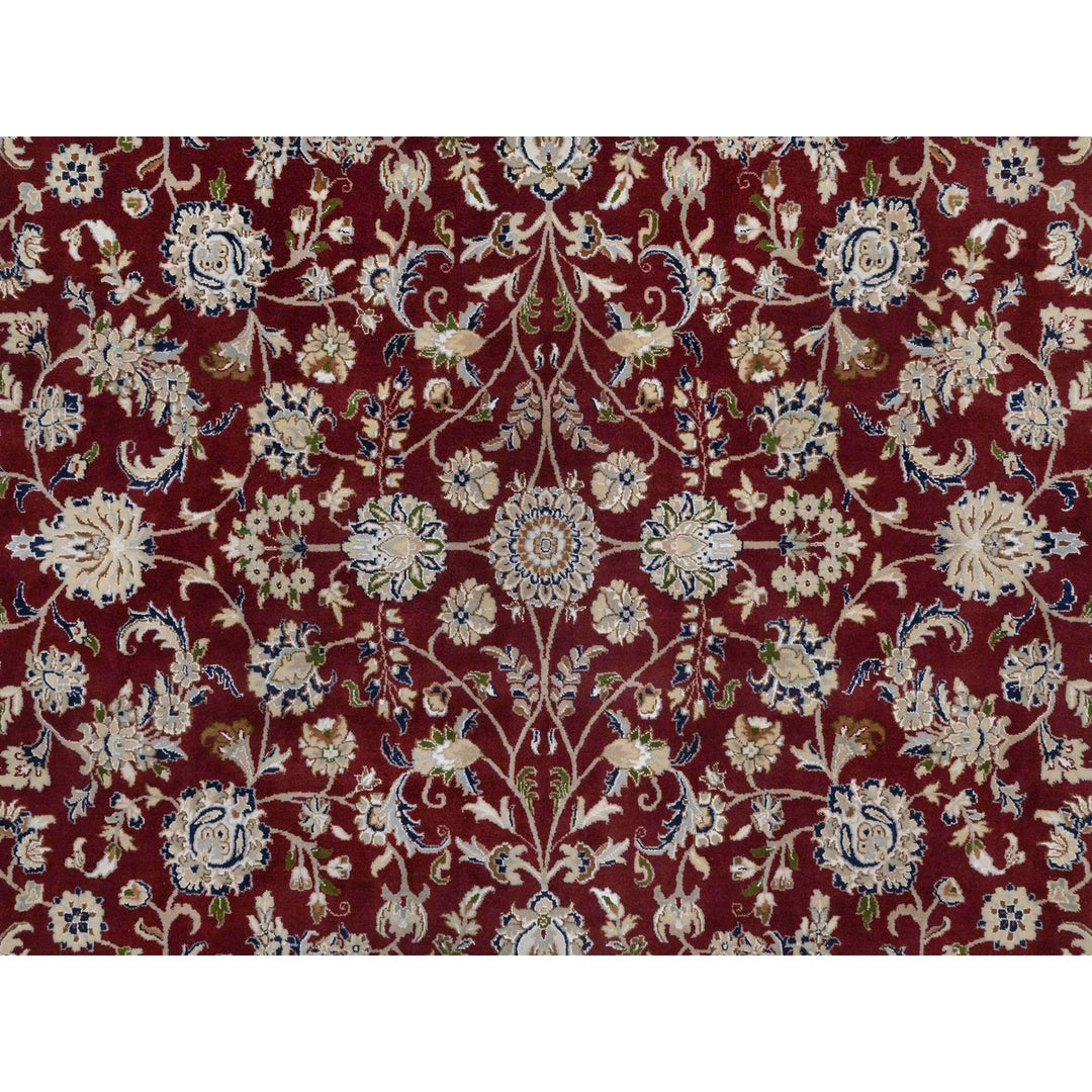 9'9" x 14'0" New Hand Knotted Red Wool & Silk Rectangle Oriental Rug - MOA10291609