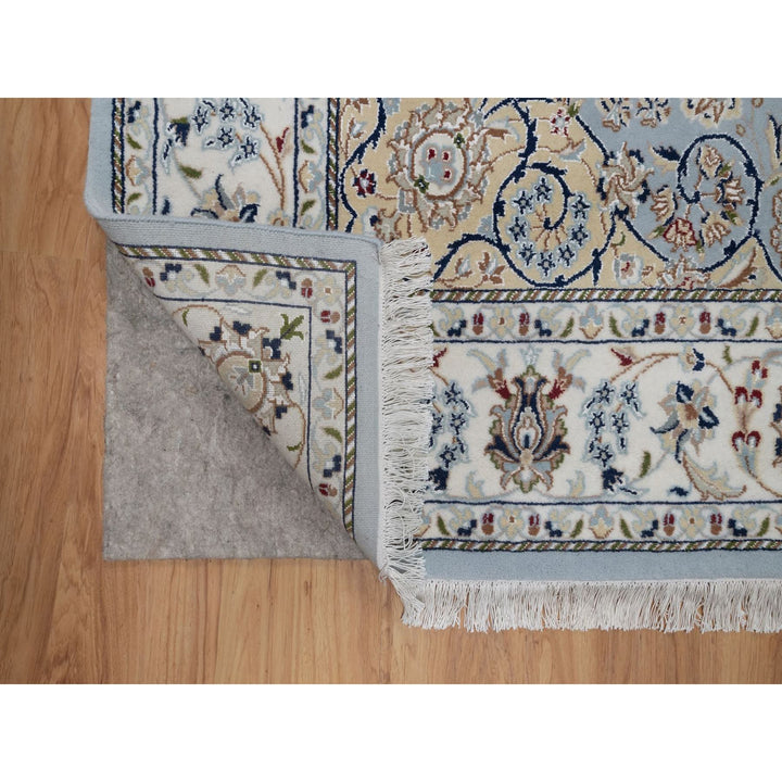 5'11" x 9'2" New Hand Knotted Blue Wool & Silk Rectangle Oriental Rug - MOA10291611