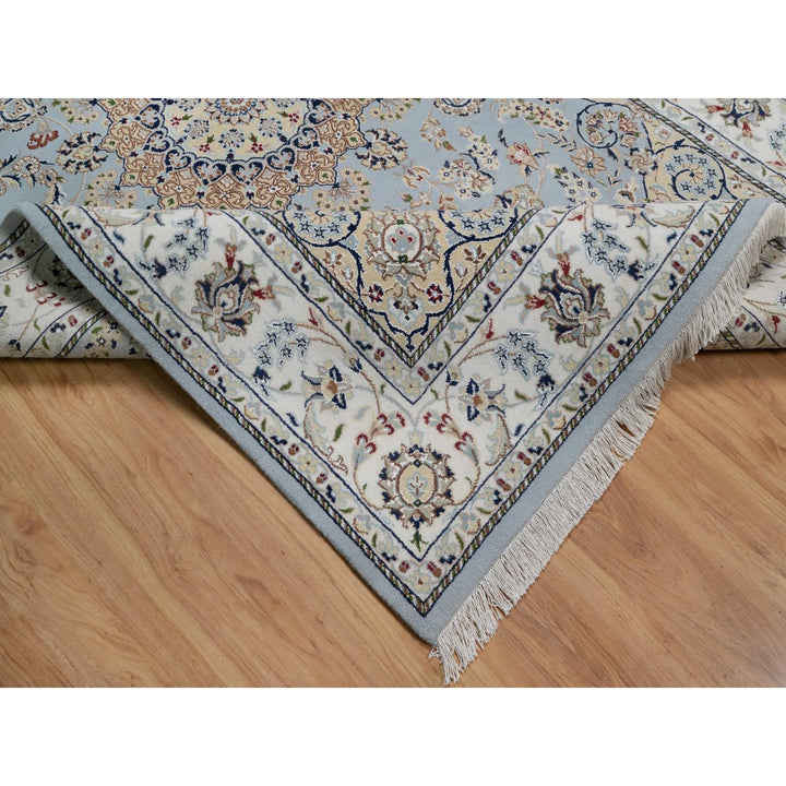5'11" x 9'2" New Hand Knotted Blue Wool & Silk Rectangle Oriental Rug - MOA10291611