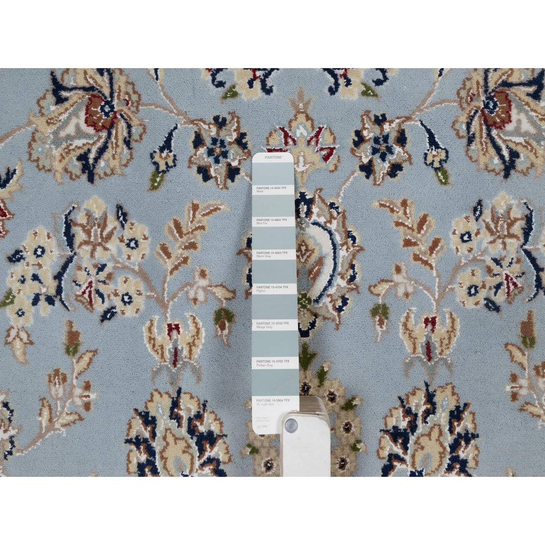 5'11" x 9'2" New Hand Knotted Blue Wool & Silk Rectangle Oriental Rug - MOA10291611