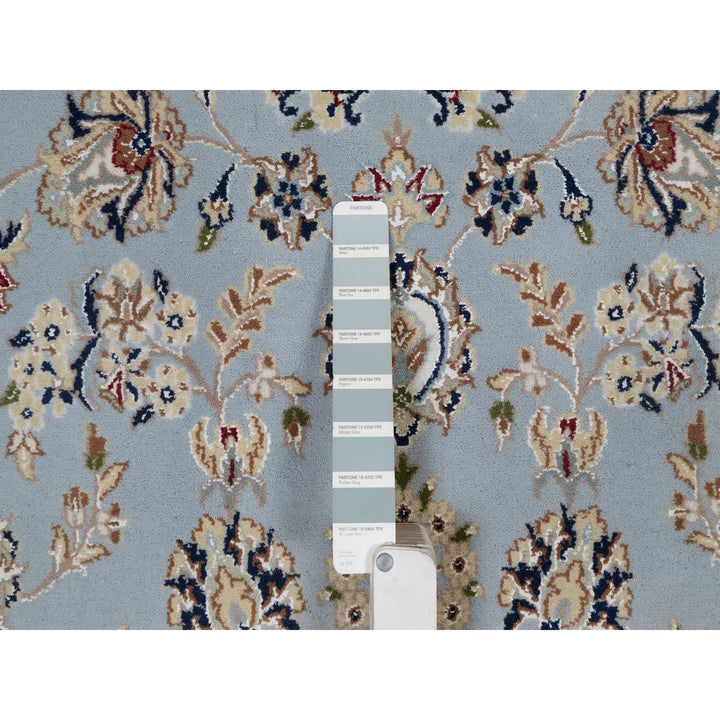 5'11" x 9'2" New Hand Knotted Blue Wool & Silk Rectangle Oriental Rug - MOA10291611
