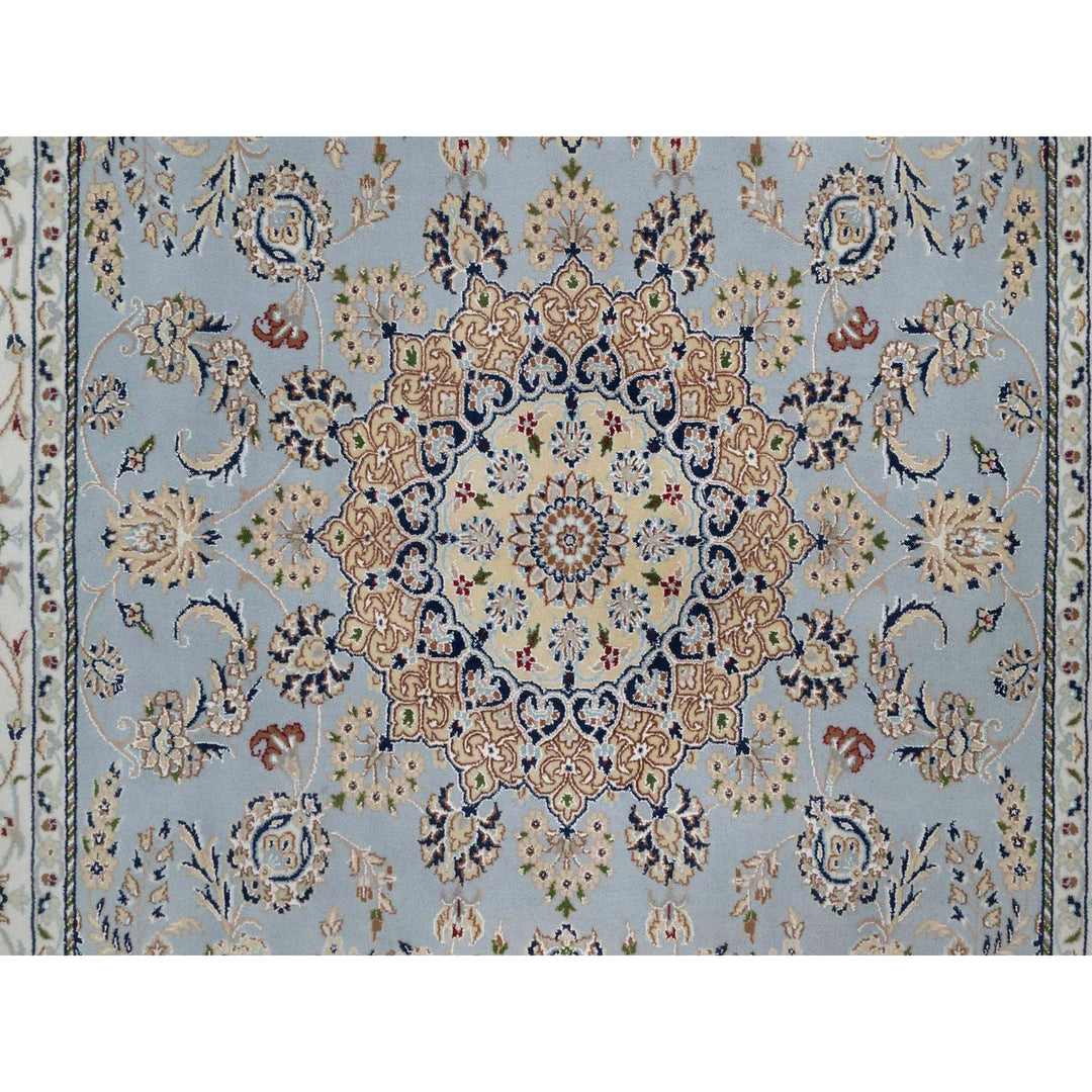 5'11" x 9'2" New Hand Knotted Blue Wool & Silk Rectangle Oriental Rug - MOA10291611