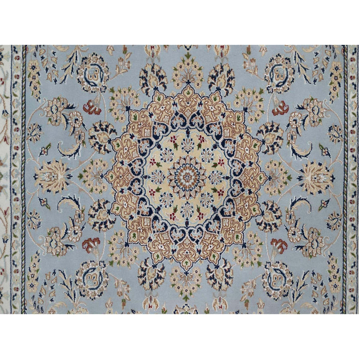 5'11" x 9'2" New Hand Knotted Blue Wool & Silk Rectangle Oriental Rug - MOA10291611