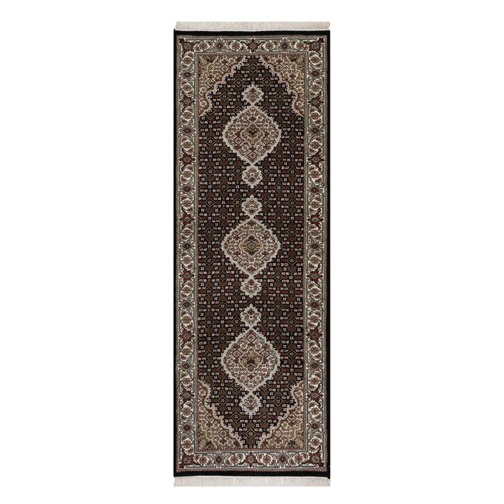 2'9" x 7'11" New Hand Knotted Black Wool Runner Oriental Rug - MOA10291612