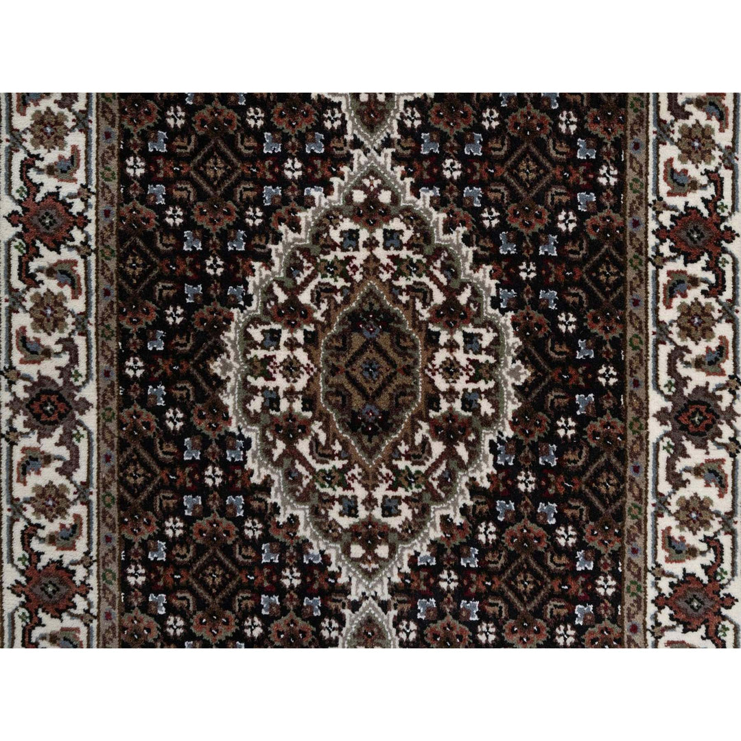 2'6" x 12'2" New Hand Knotted Black Wool Runner Oriental Rug - MOA10291613