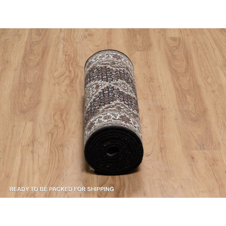 2'6" x 12'2" New Hand Knotted Black Wool Runner Oriental Rug - MOA10291613