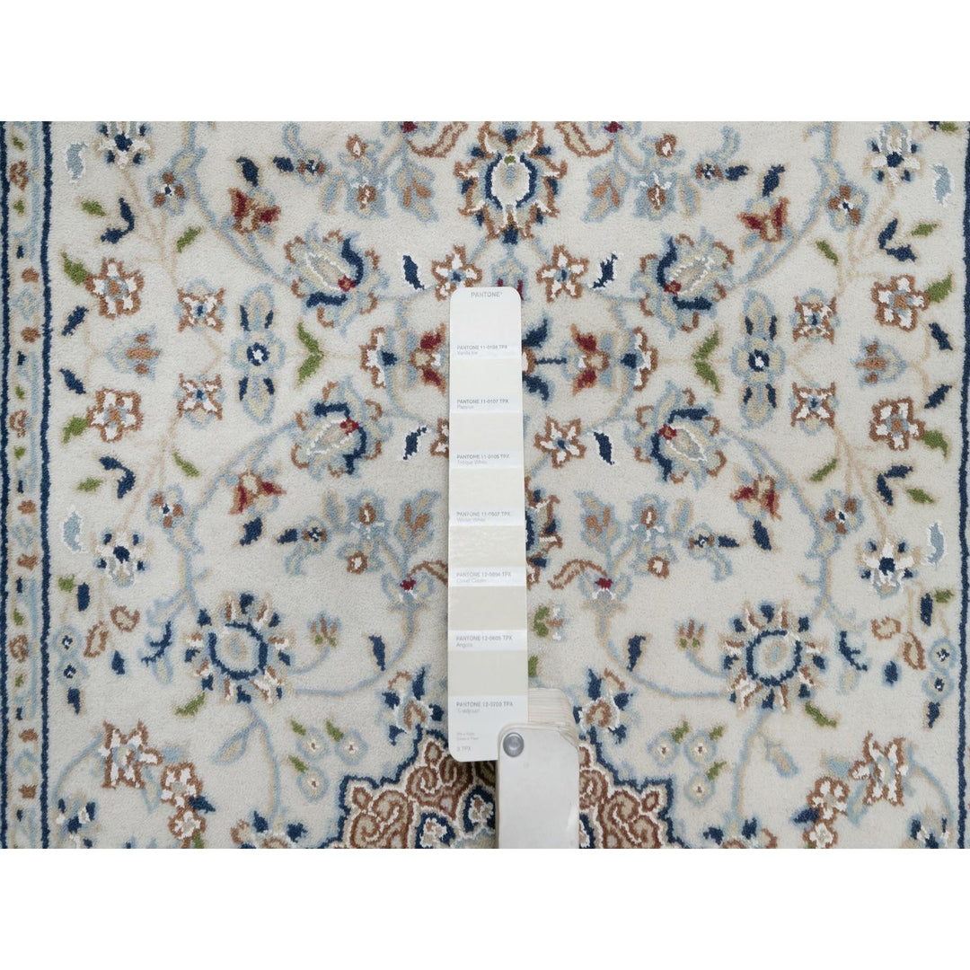 2'10" x 14'6" New Hand Knotted Ivory Wool & Silk Runner Oriental Rug - MOA10291614