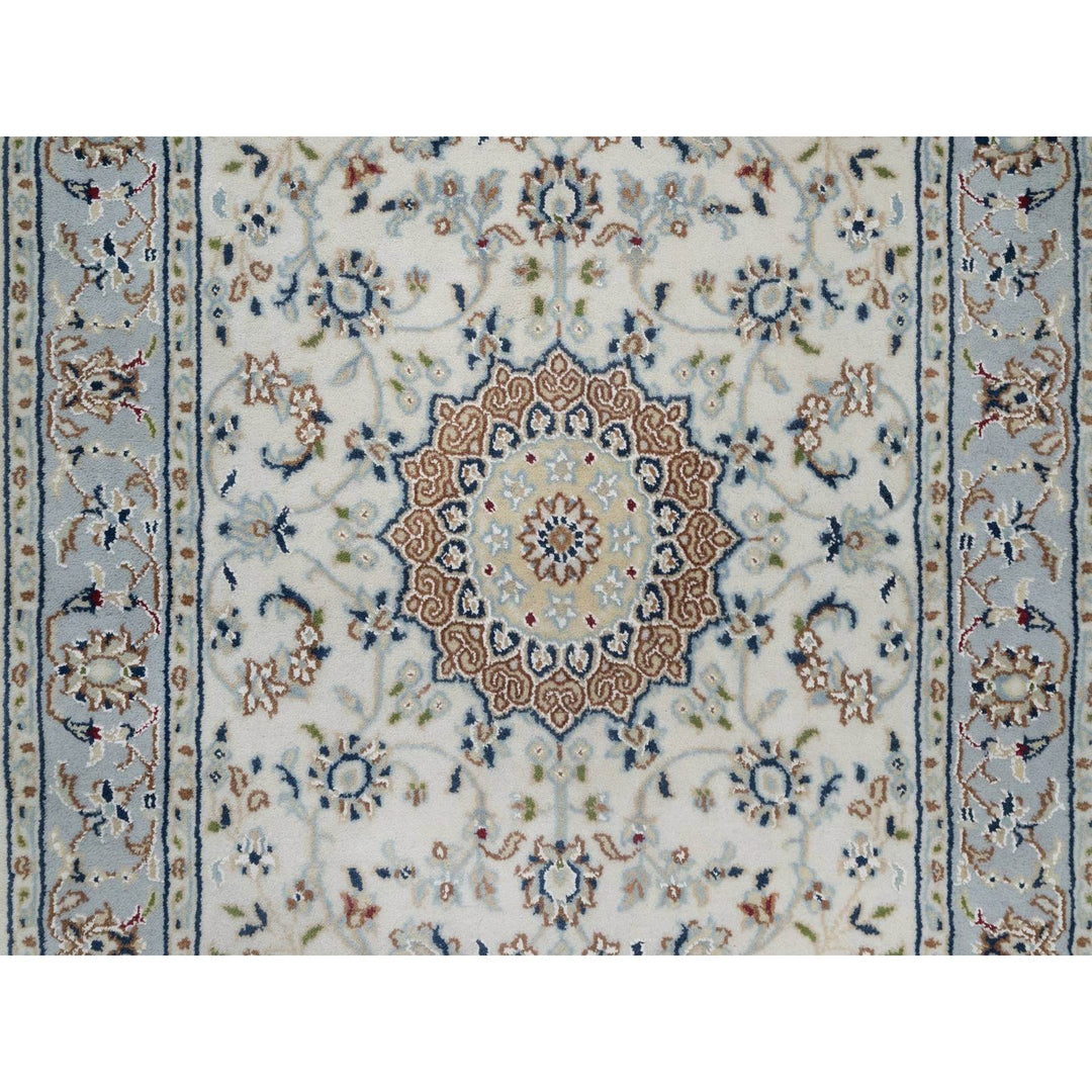 2'10" x 14'6" New Hand Knotted Ivory Wool & Silk Runner Oriental Rug - MOA10291614