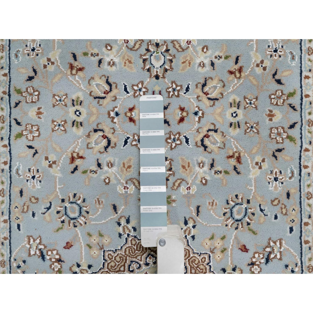 2'7" x 18'5" New Hand Knotted Blue Wool & Silk Runner Oriental Rug - MOA10291615
