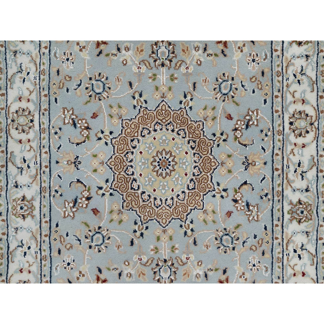 2'7" x 18'5" New Hand Knotted Blue Wool & Silk Runner Oriental Rug - MOA10291615