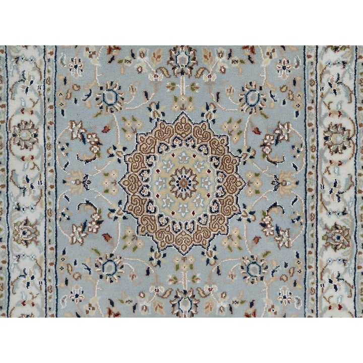 2'7" x 18'5" New Hand Knotted Blue Wool & Silk Runner Oriental Rug - MOA10291615
