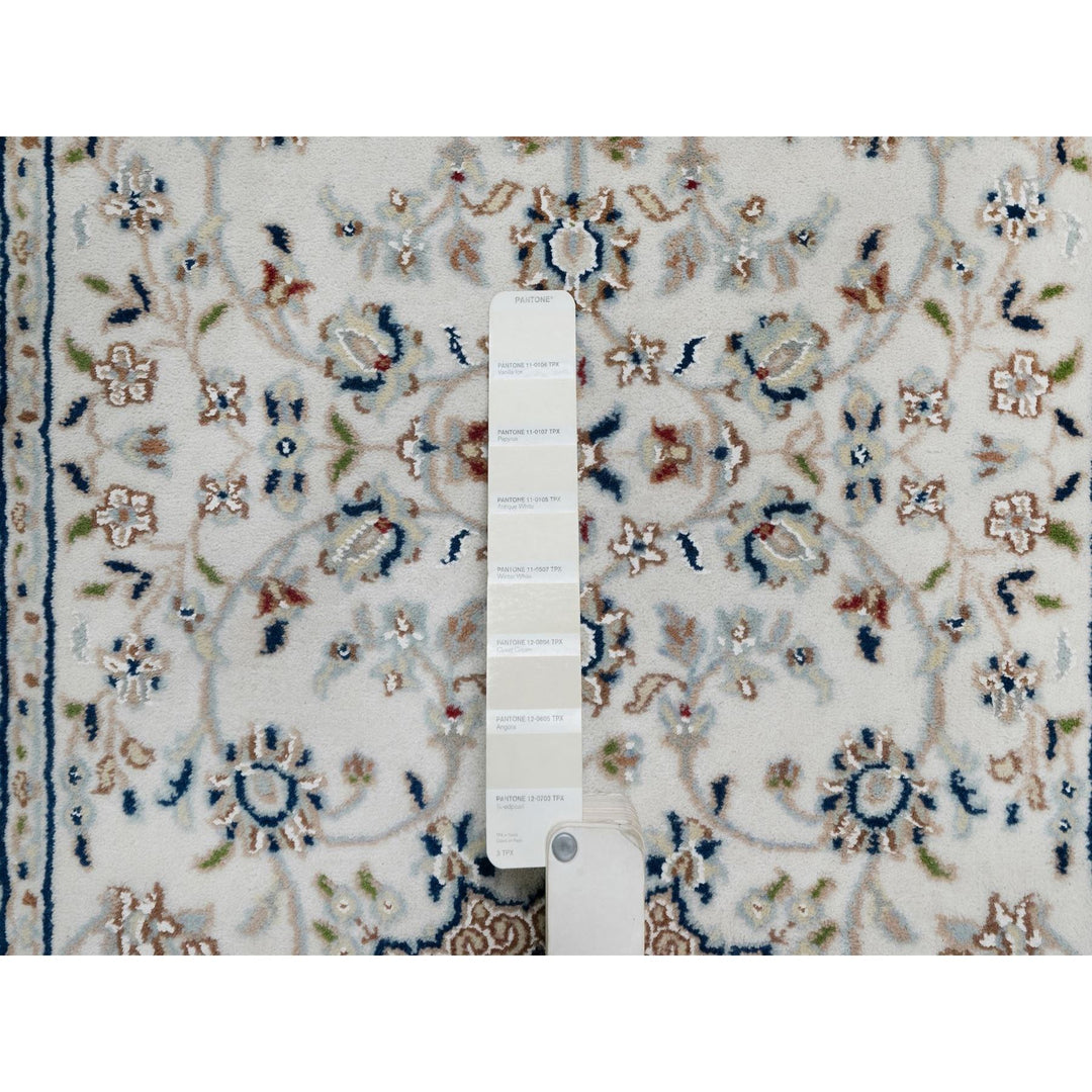 2'7" x 16'2" New Hand Knotted Ivory Wool & Silk Runner Oriental Rug - MOA10291616