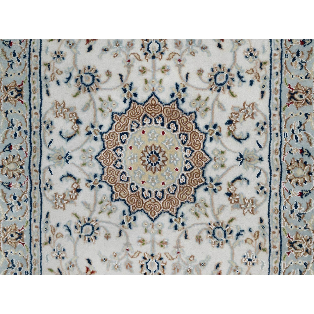 2'7" x 16'2" New Hand Knotted Ivory Wool & Silk Runner Oriental Rug - MOA10291616