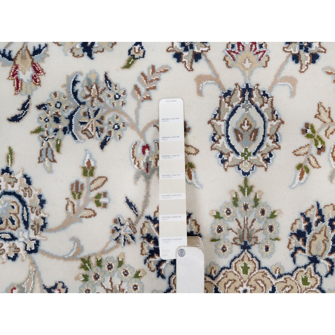 8'0" x 8'0" New Hand Knotted Ivory Wool & Silk Round Oriental Rug - MOA10291617