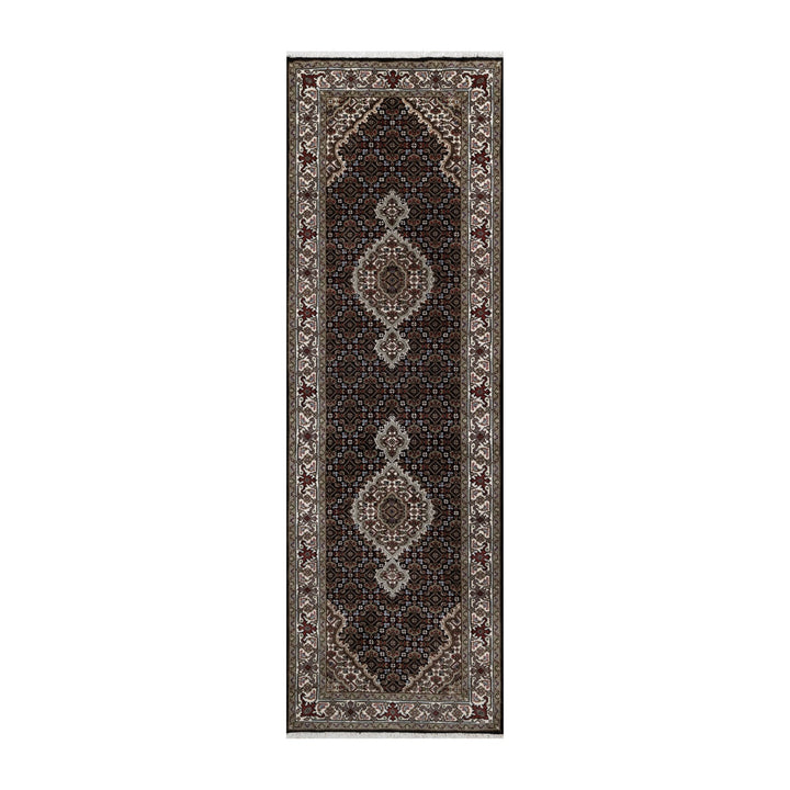 2'7" x 8'2" New Hand Knotted Black Wool Runner Oriental Rug - MOA10291618