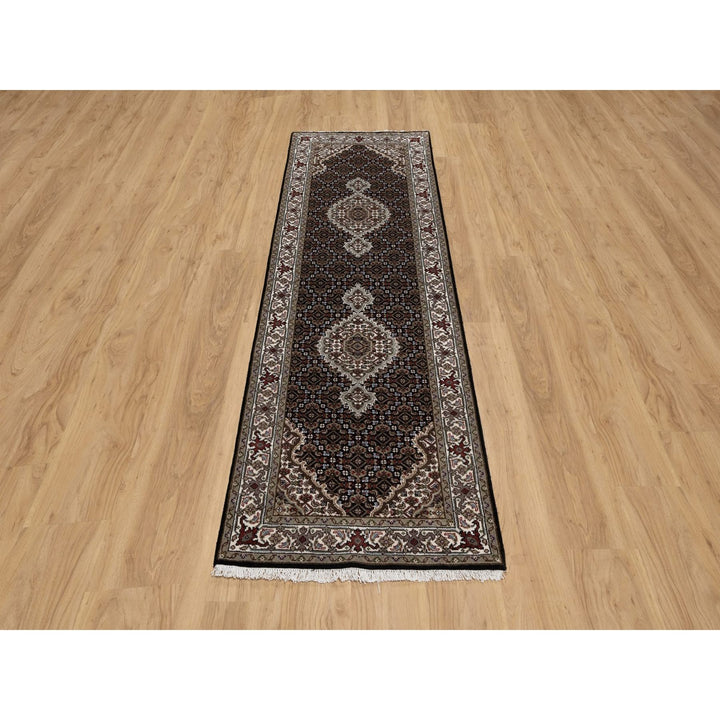 2'7" x 8'2" New Hand Knotted Black Wool Runner Oriental Rug - MOA10291618