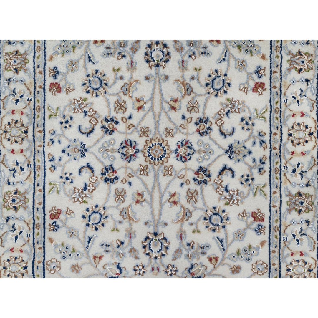 2'9" x 21'8" New Hand Knotted Ivory Wool & Silk Runner Oriental Rug - MOA10291619