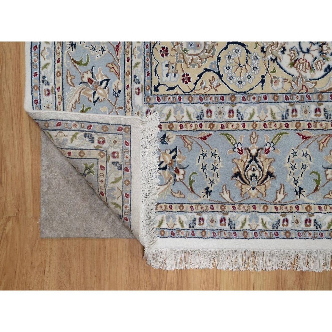 8'9" x 12'0" New Hand Knotted Ivory Wool & Silk Rectangle Oriental Rug - MOA10291620