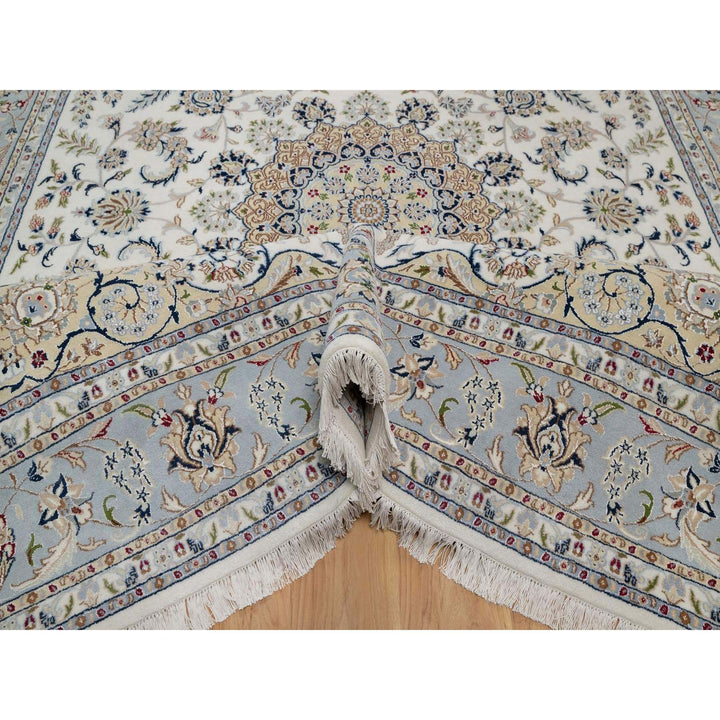 8'9" x 12'0" New Hand Knotted Ivory Wool & Silk Rectangle Oriental Rug - MOA10291620