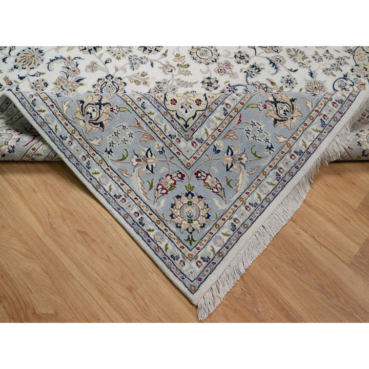 8'9" x 12'0" New Hand Knotted Ivory Wool & Silk Rectangle Oriental Rug - MOA10291620