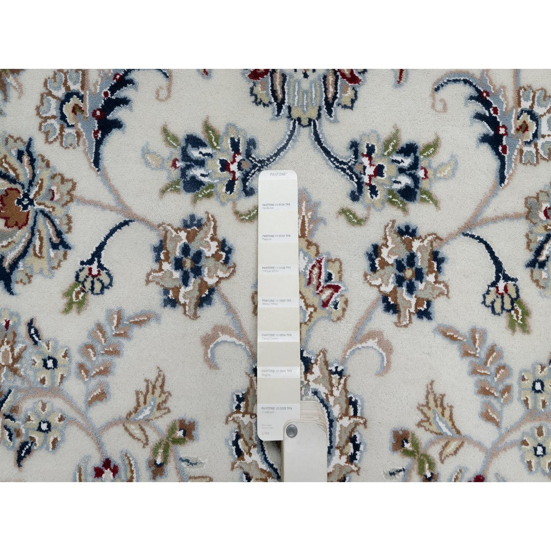 8'9" x 12'0" New Hand Knotted Ivory Wool & Silk Rectangle Oriental Rug - MOA10291620