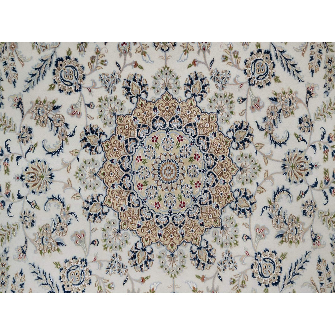 8'9" x 12'0" New Hand Knotted Ivory Wool & Silk Rectangle Oriental Rug - MOA10291620
