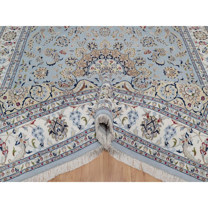 8'9" x 11'11" New Hand Knotted Blue Wool & Silk Rectangle Oriental Rug - MOA10291621