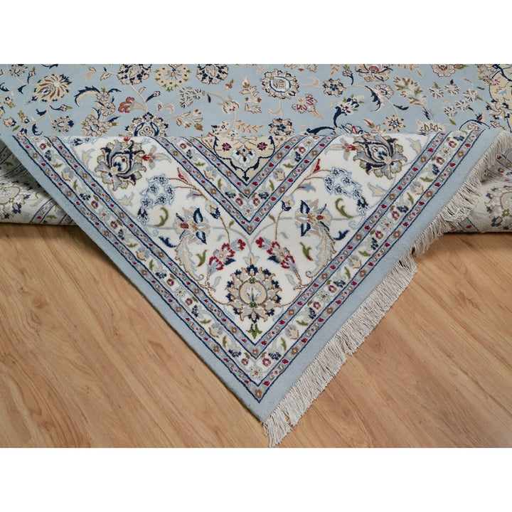8'9" x 11'11" New Hand Knotted Blue Wool & Silk Rectangle Oriental Rug - MOA10291621