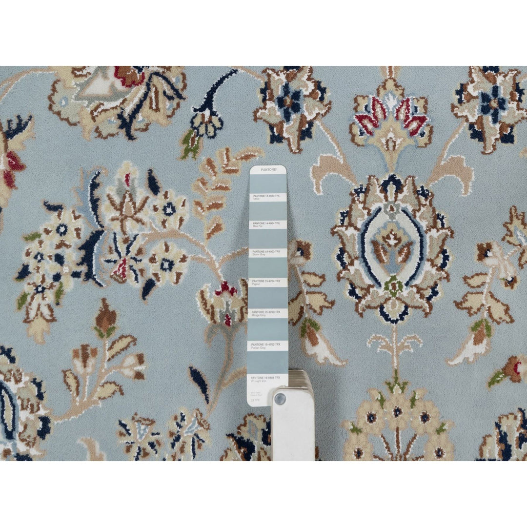 8'9" x 11'11" New Hand Knotted Blue Wool & Silk Rectangle Oriental Rug - MOA10291621