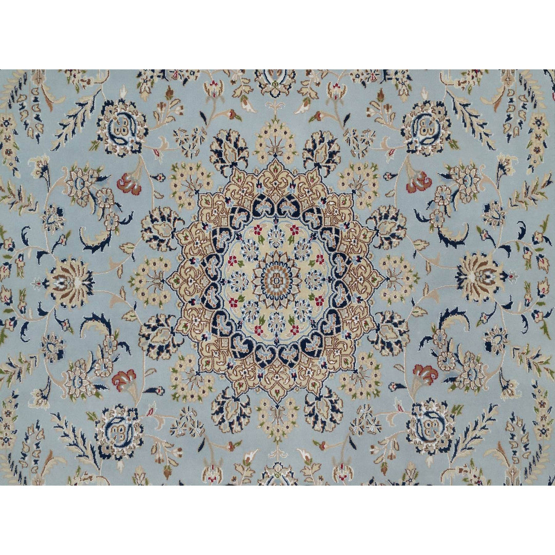 8'9" x 11'11" New Hand Knotted Blue Wool & Silk Rectangle Oriental Rug - MOA10291621