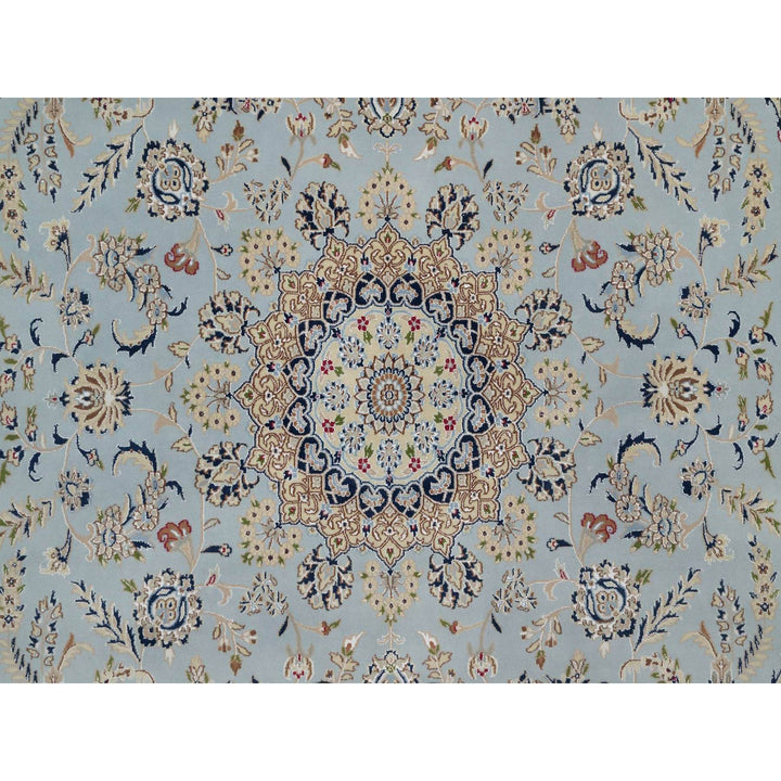 8'9" x 11'11" New Hand Knotted Blue Wool & Silk Rectangle Oriental Rug - MOA10291621