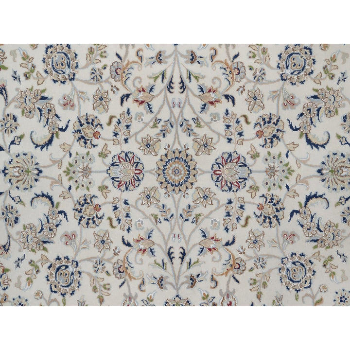 7'9" x 7'9" New Hand Knotted Ivory Wool & Silk Round Oriental Rug - MOA10291622