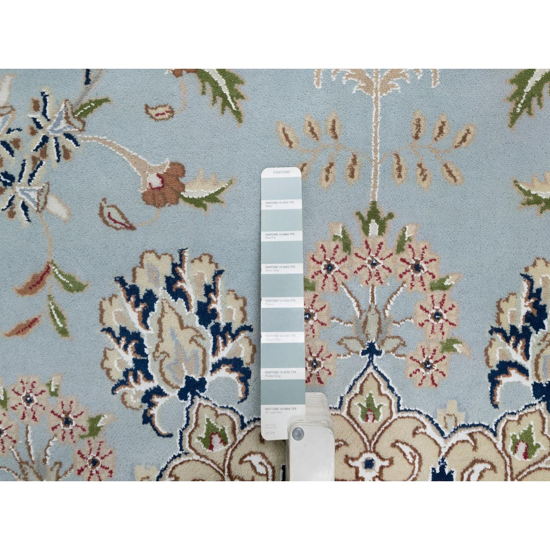12'0" x 18'4" New Hand Knotted Blue Wool & Silk Rectangle Oriental Rug - MOA10291627