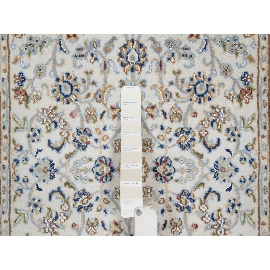 2'8" x 10'3" New Hand Knotted Ivory Wool & Silk Runner Oriental Rug - MOA10291628