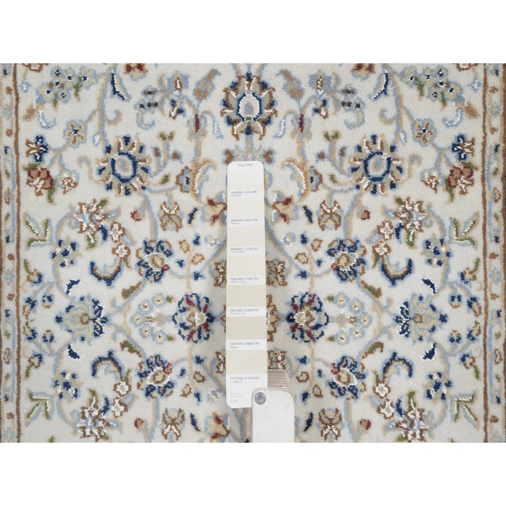 2'8" x 10'3" New Hand Knotted Ivory Wool & Silk Runner Oriental Rug - MOA10291628
