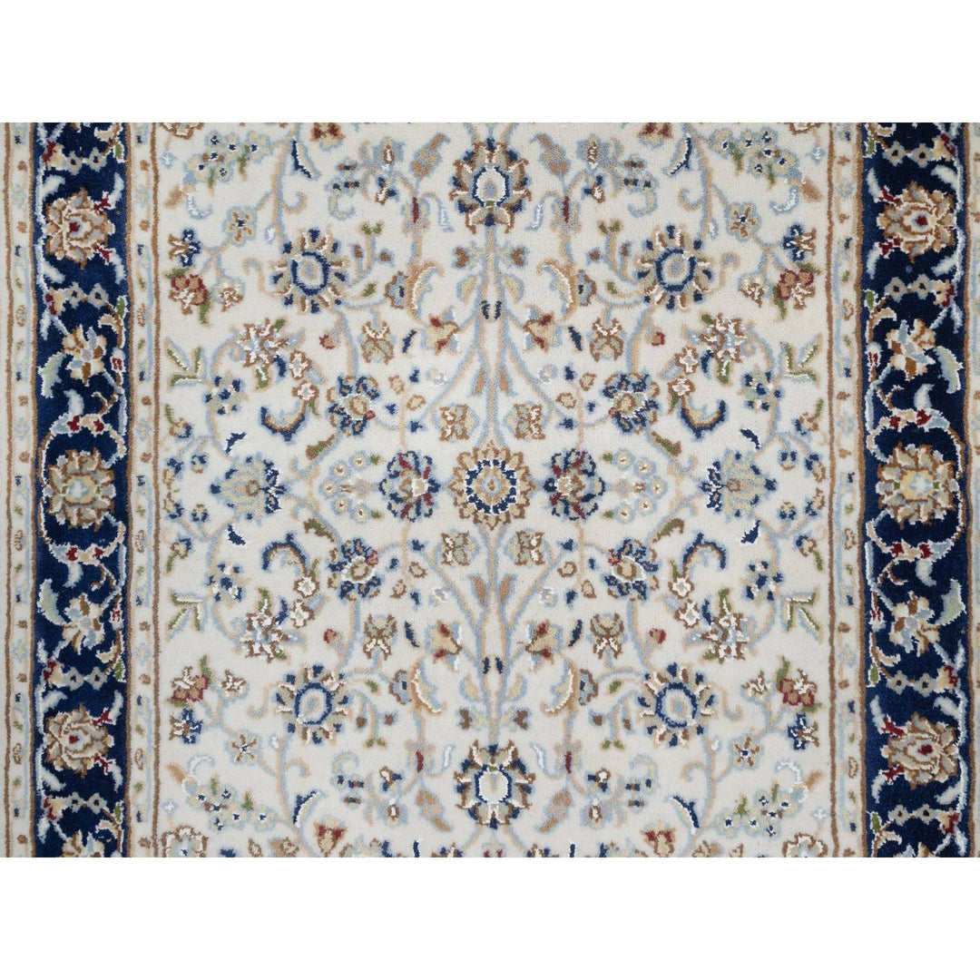 2'8" x 10'3" New Hand Knotted Ivory Wool & Silk Runner Oriental Rug - MOA10291628
