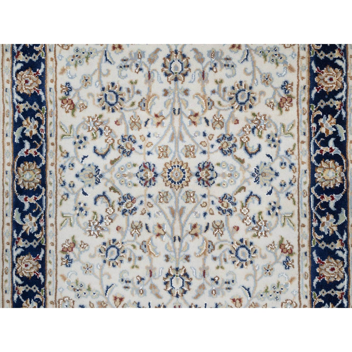 2'8" x 10'3" New Hand Knotted Ivory Wool & Silk Runner Oriental Rug - MOA10291628