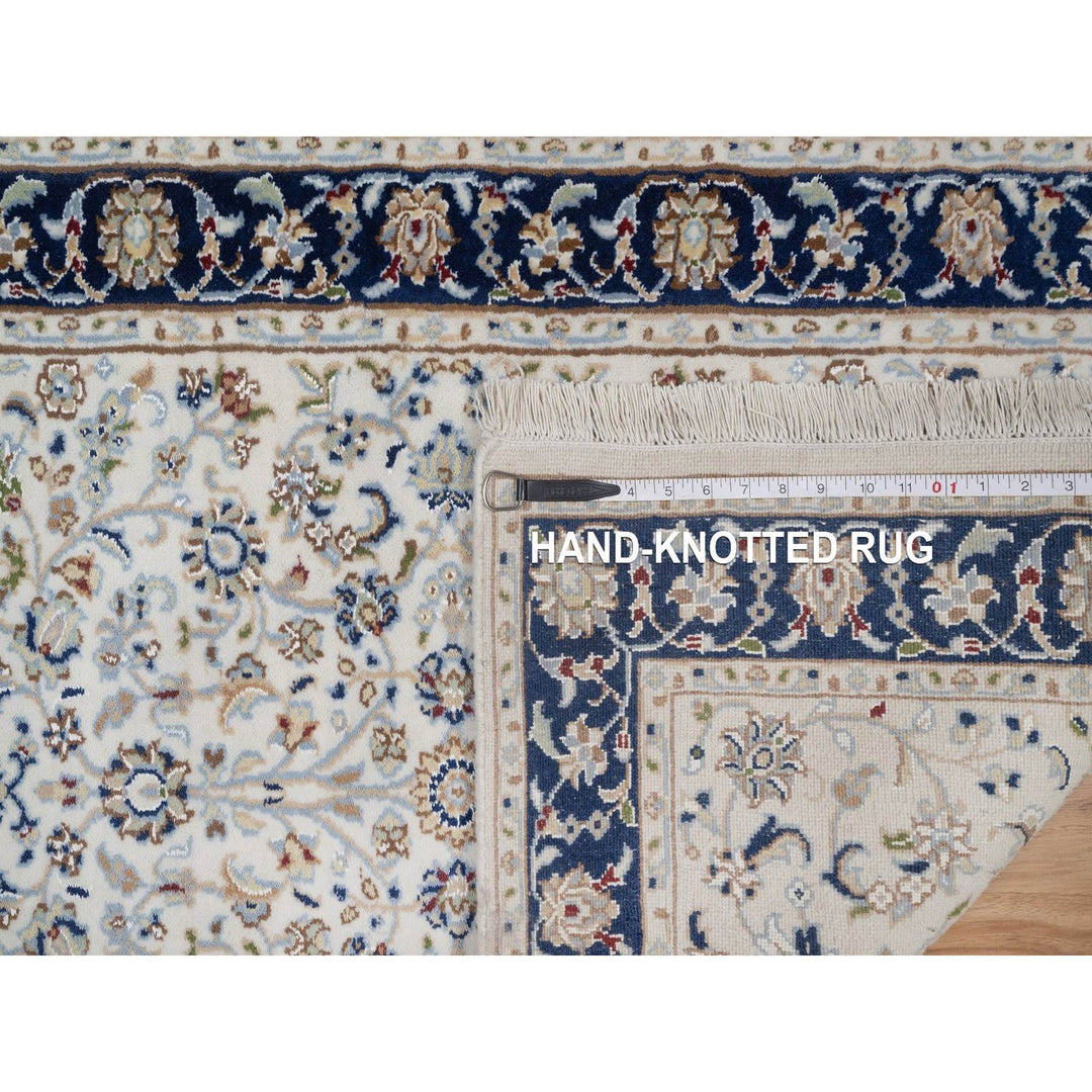 2'8" x 10'3" New Hand Knotted Ivory Wool & Silk Runner Oriental Rug - MOA10291628