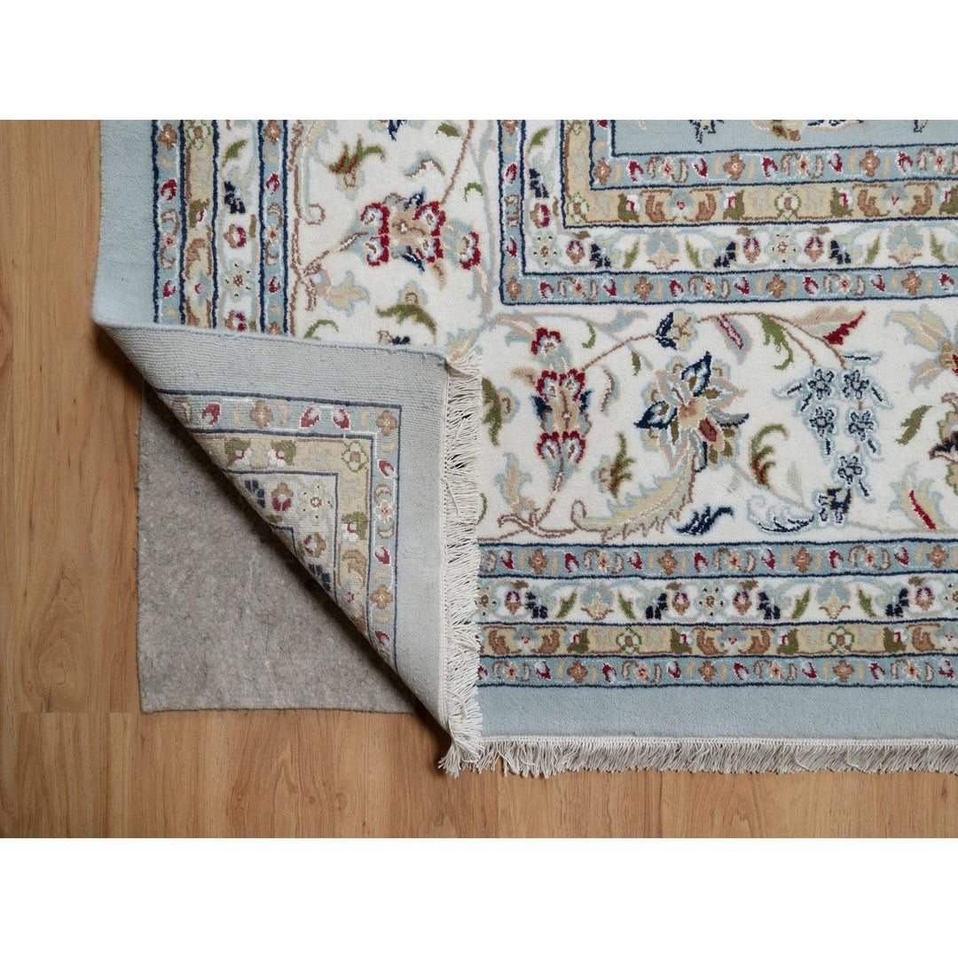 11'11" x 15'7" New Hand Knotted Blue Wool & Silk Rectangle Oriental Rug - MOA10291630