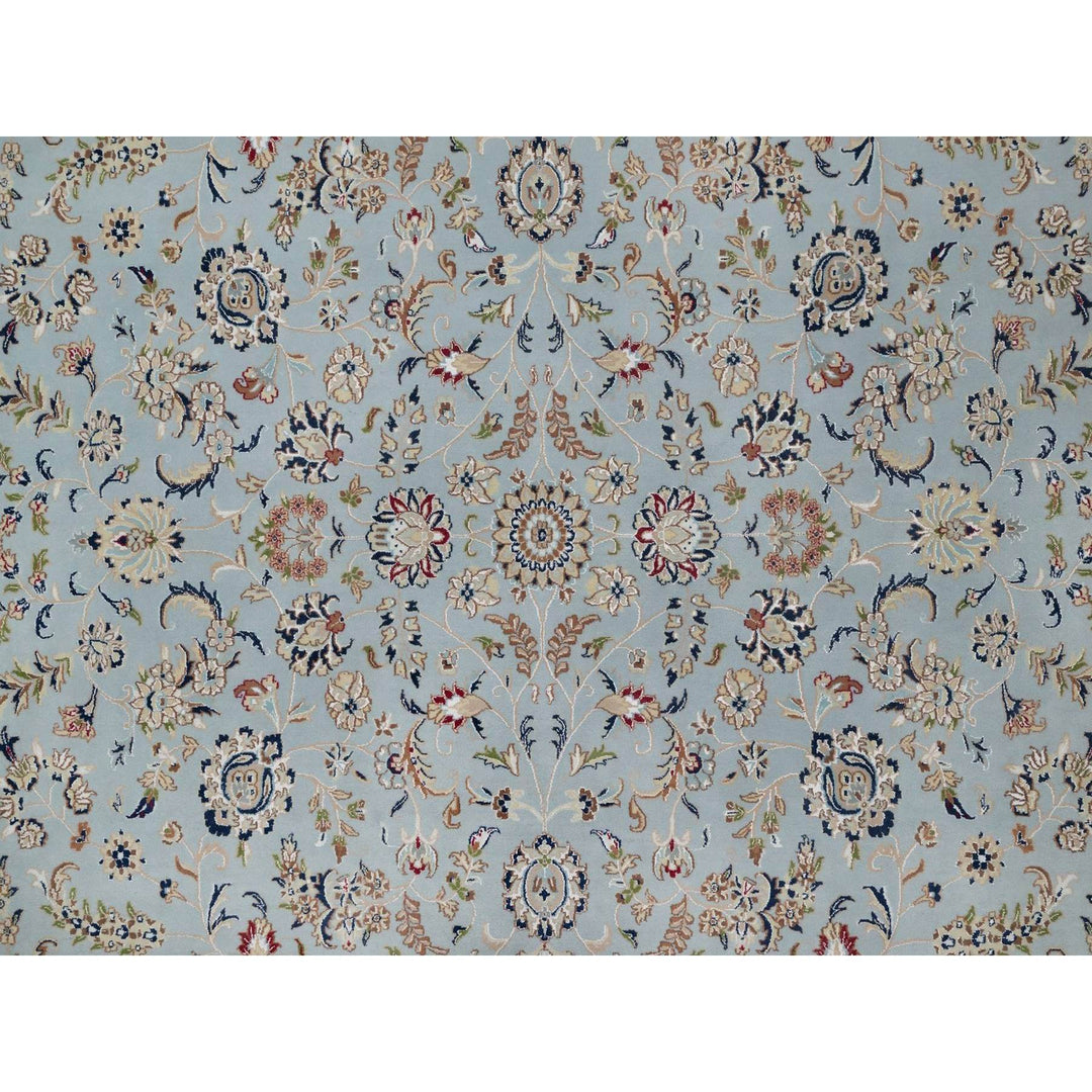 11'11" x 15'7" New Hand Knotted Blue Wool & Silk Rectangle Oriental Rug - MOA10291630