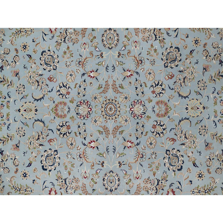 11'11" x 15'7" New Hand Knotted Blue Wool & Silk Rectangle Oriental Rug - MOA10291630