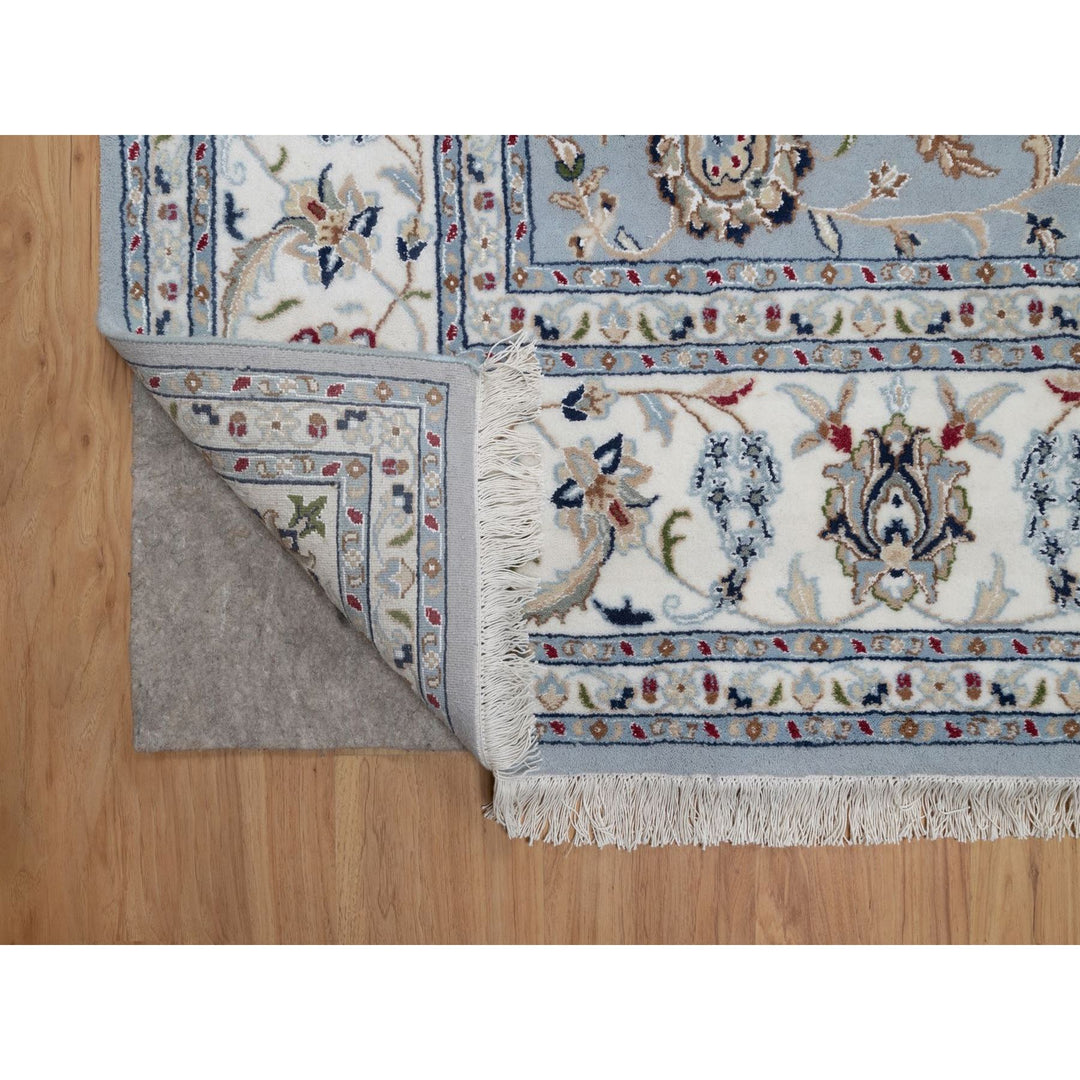8'1" x 10'2" New Hand Knotted Blue Wool & Silk Rectangle Oriental Rug - MOA10291631