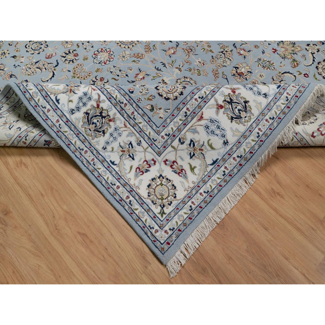 8'1" x 10'2" New Hand Knotted Blue Wool & Silk Rectangle Oriental Rug - MOA10291631