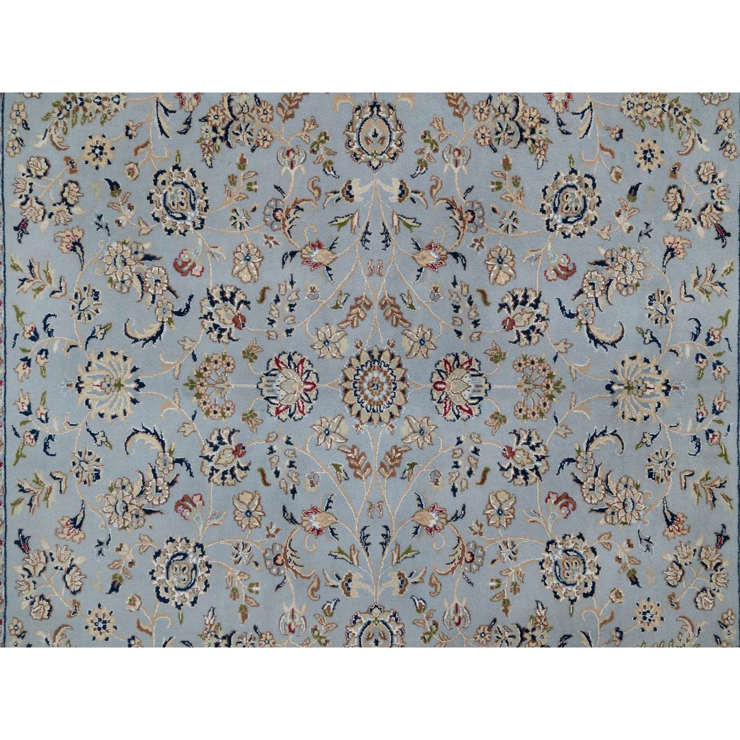 8'1" x 10'2" New Hand Knotted Blue Wool & Silk Rectangle Oriental Rug - MOA10291631