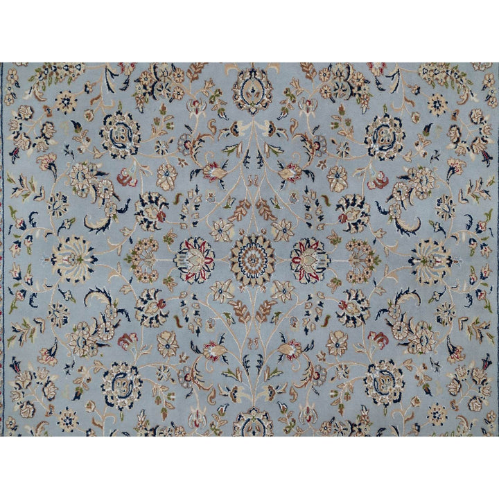 8'1" x 10'2" New Hand Knotted Blue Wool & Silk Rectangle Oriental Rug - MOA10291631