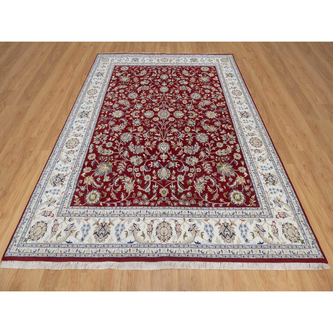 8'1" x 10'3" New Hand Knotted Red Wool & Silk Rectangle Oriental Rug - MOA10291632