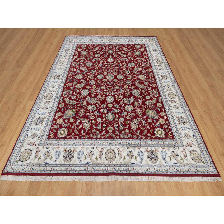 8'1" x 10'3" New Hand Knotted Red Wool & Silk Rectangle Oriental Rug - MOA10291632